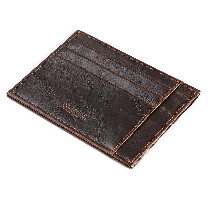 WALLET Minimalist synthetic leather wallet with 9 pockets - Brown